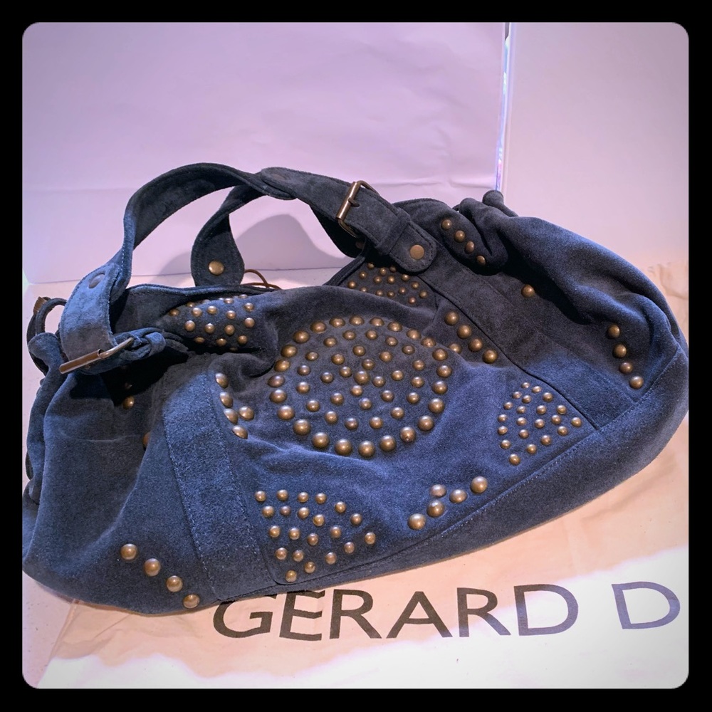 Vintage Gerard Darel Studded Blue Suede Handbag